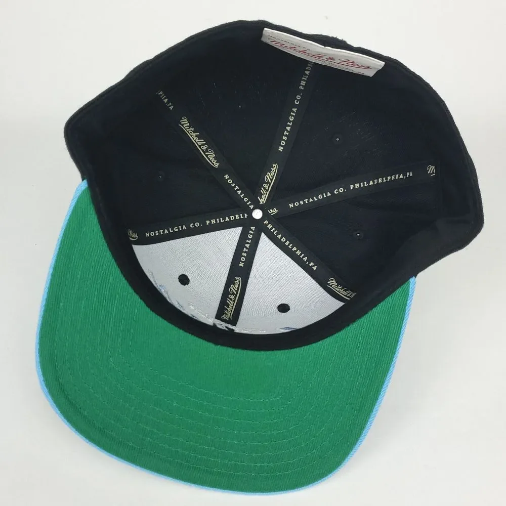 LA Lakers Mitchell & Ness Fitted 7 1/4‎ Flatbill Hat Cap Script Logo Black New
